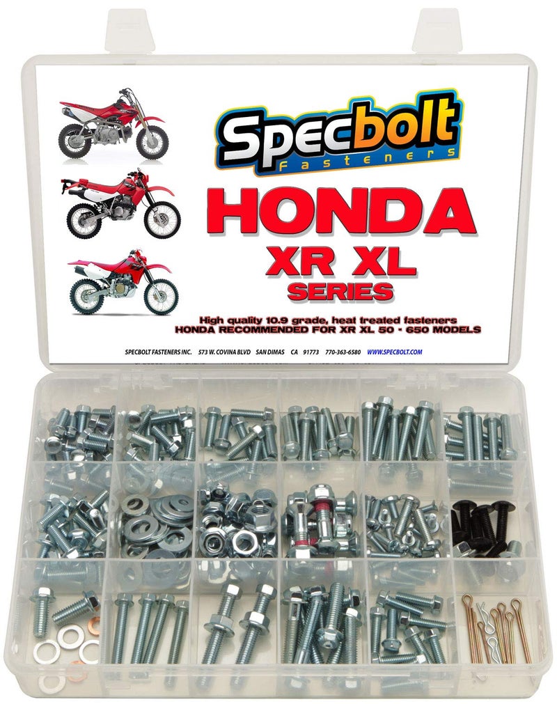 Specbolt Fasteners 250pc Specbolt Fasteners Brand Bolt Kit fits: XR50 XR80 XR100 XR185 XR200 XR250 XR400 XR500 XR600 XR650 and XR XL Models 50 80 100 185 200 250 400 500 600 650 - Image 1